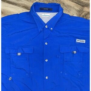 Columbia PFG Shirt Mens 2XL Blue Bahama ll Short Sleeve‎ Vented Button Up